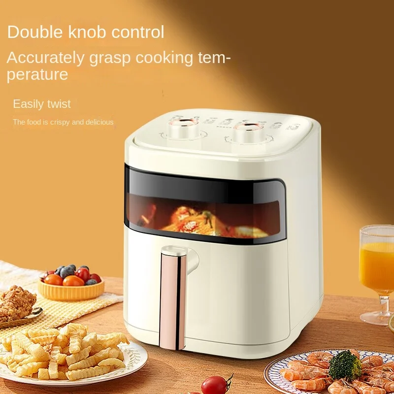 Air Fryer 4.5L Panoramic Visual Window Household Intelligent Touch Screen Timing Low Oil Light Fat Washing Oven Electric Fryer