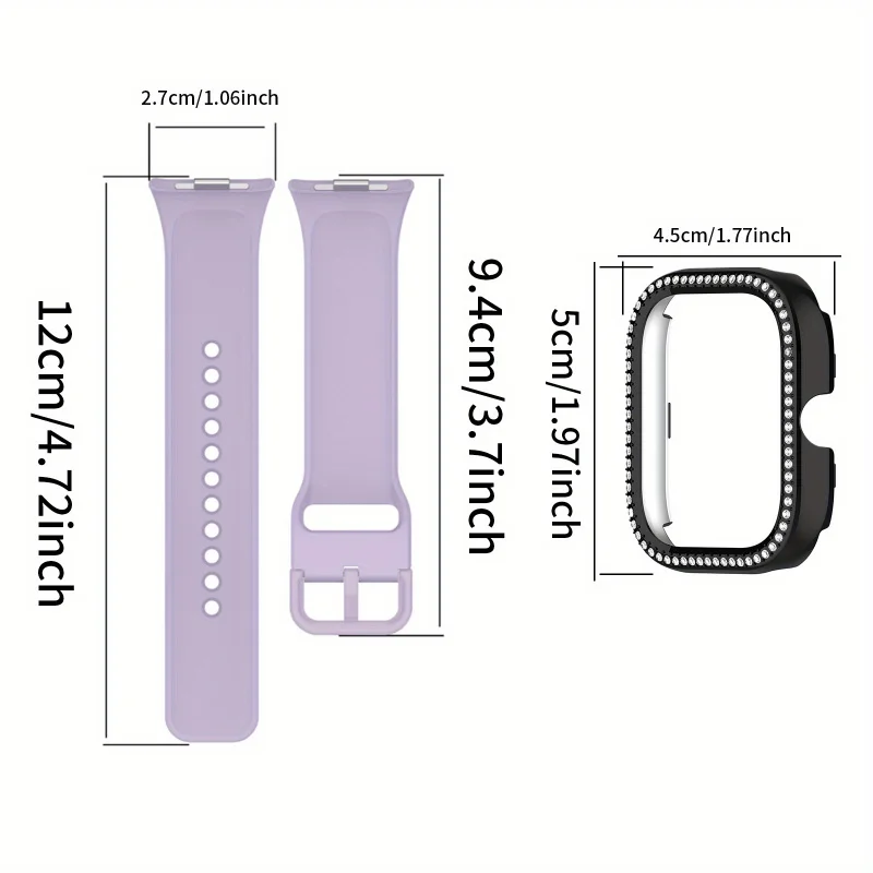 2pcs Set For Redmi Watch 5/6 Sport Band Crystal Hollow Protective Case Classic Business Breathable Solid Color Strap