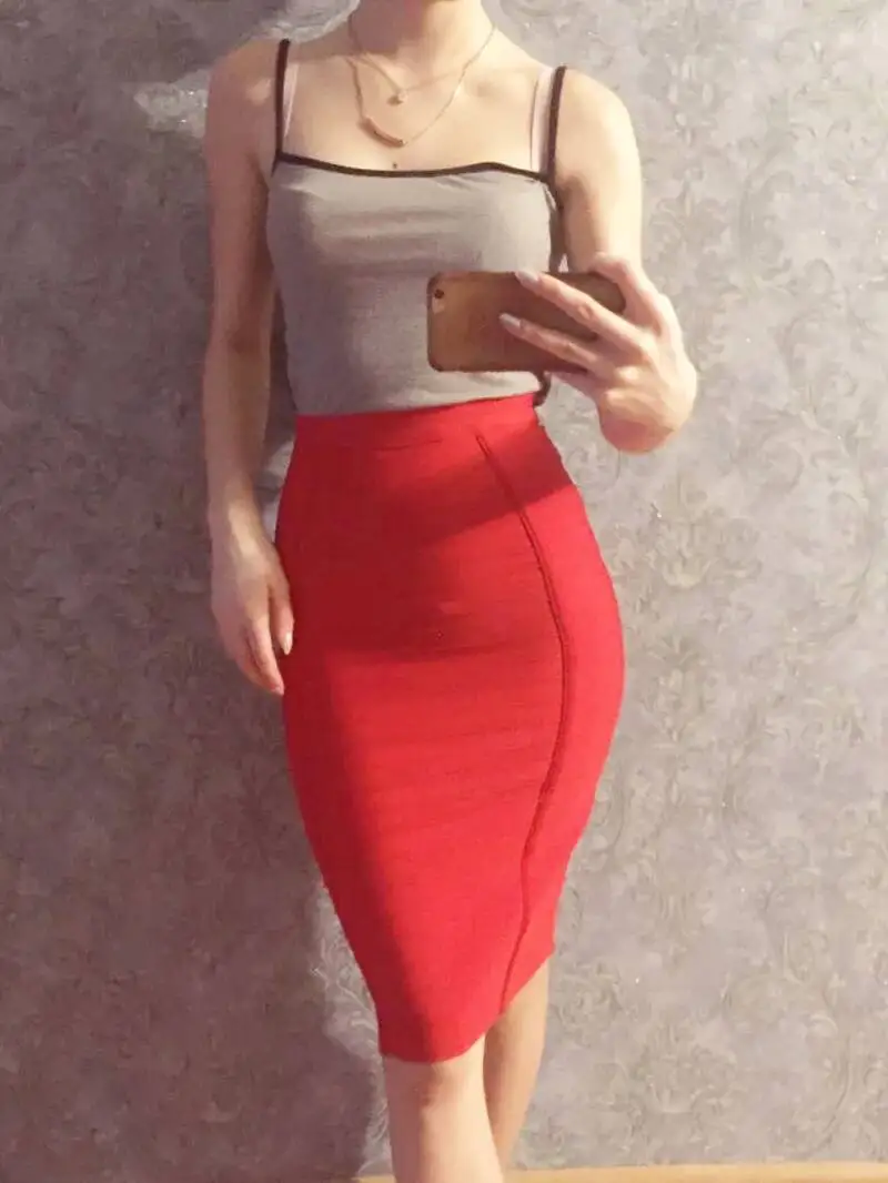 Sexy Pencil Bandage Skirt Striped Quality Luxury Zipper Skirts Party Celebrity Wholesale XL Red Blue Black Slim Skirts  TJ9G