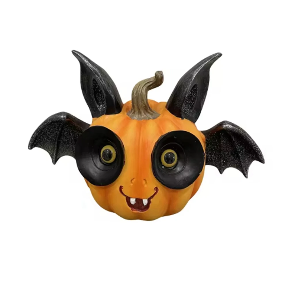 Halloween Scary Bat Pumpkin Ornaments Pumpkin Shaped Home Decoration Resin Cute Bat Decoration A