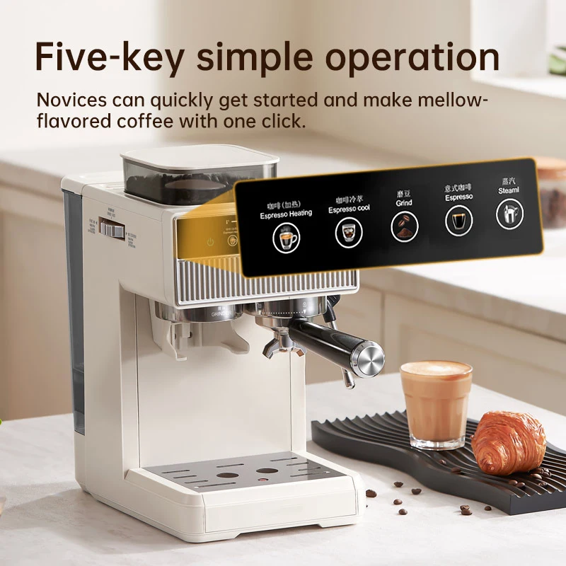 Professional Stainless Steel Electric Coffee Machine French Support Temperature Control Multifunctional Semi-Automatic for Home
