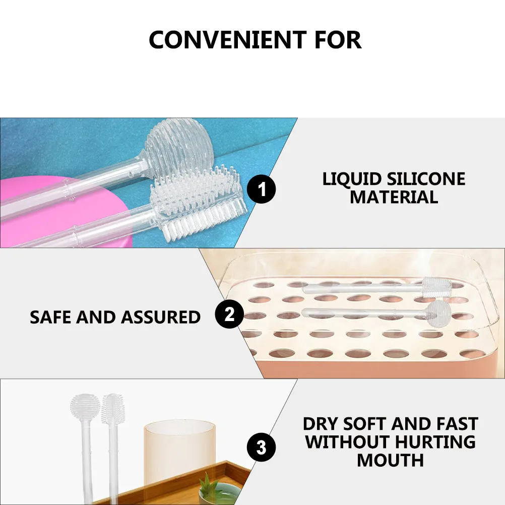 

2pcs Bristles Toothbrush Silicone Silicone Tongue Scrapers Infant Tongue Cleaning Kids Toothbrushes Baby al Care Dental Tools