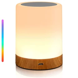 Lámpara táctil LED para mesita de noche, lámpara de mesa RGB para dormitorio con Sensor táctil, lámpara de escritorio portátil, luz RGB para regalos de niños