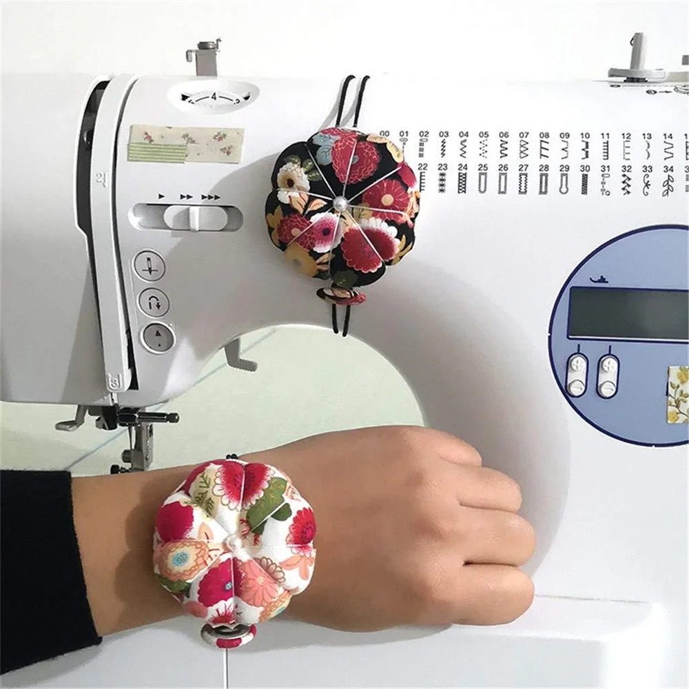 2PCS Wrist Printing Pin Bag Convenient Storage Exquisite Portable Sewing Tool Sewing Kit Healthy Retro Pin Cushion