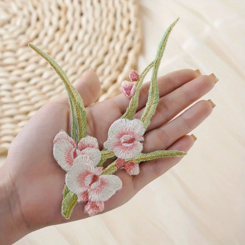 Butterfly Orchid Embroidered Cloth Sticking with Chinese Ancient Style DIY Cloth Sticking Hanfu Bags Stains Repairing Ironing