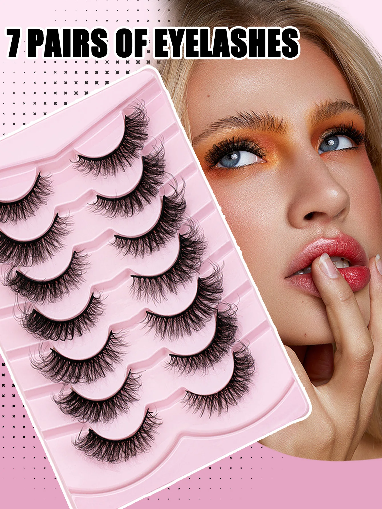 

7 Pairs Natural Thick Fluffy Volume False Eyelashes Dramatic Messy Mink Lashes
