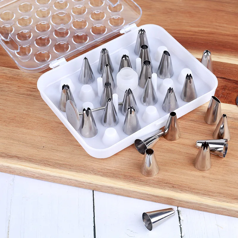 

Cake Laminating Nozzle Set, Stainless Steel, Cream Laminating, Nail Storage Box, Baking Cake Decorating, 26Pcs