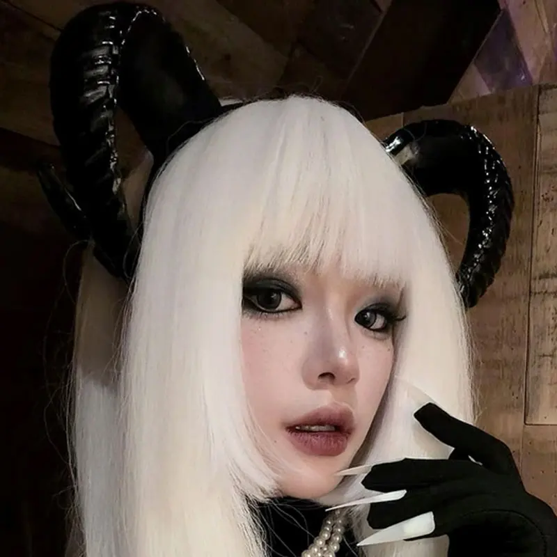 Halloween Black Demon Wild Horn Headband Gothic Animal Sheep Devil Horns Headband Cosplay Headwear Carnival Costume Props