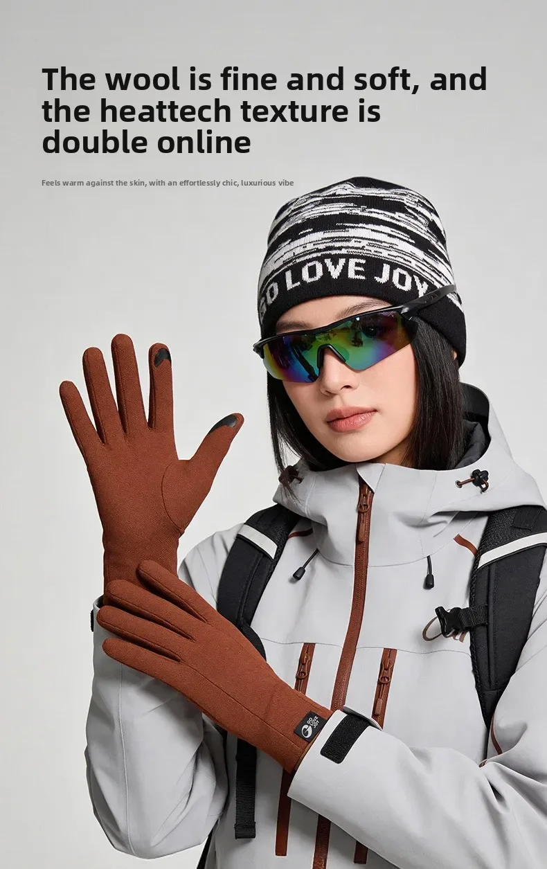 Merino Wool Touchscreen Gloves Men Women Cycling Thin Outdoor Riding Windproof Mountain Climbing Lightweight Comfor