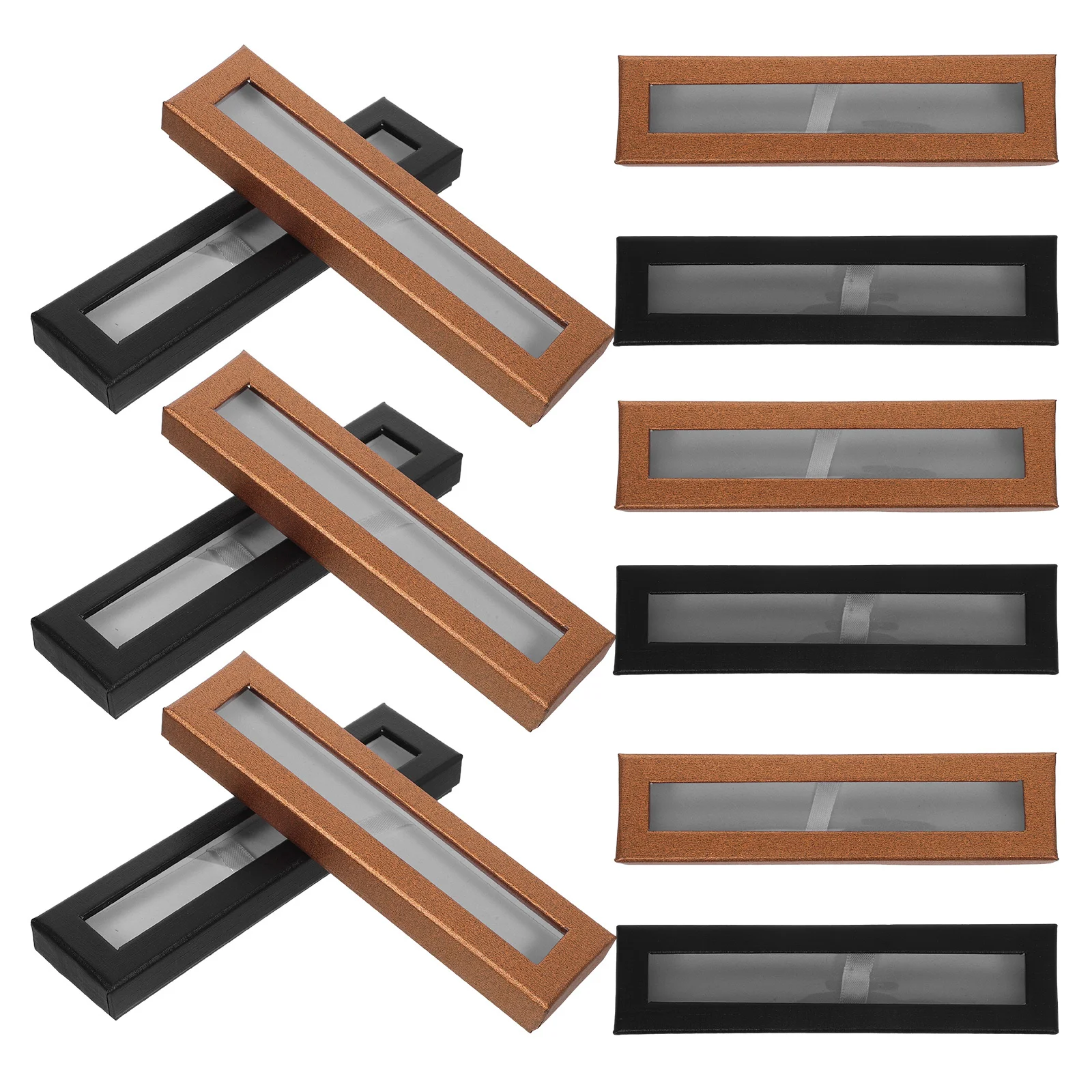 

12Pcs Square Paper Pen Box Clear Window Display Case for Writing Instruments Office Supplies Stationery Collection Holder