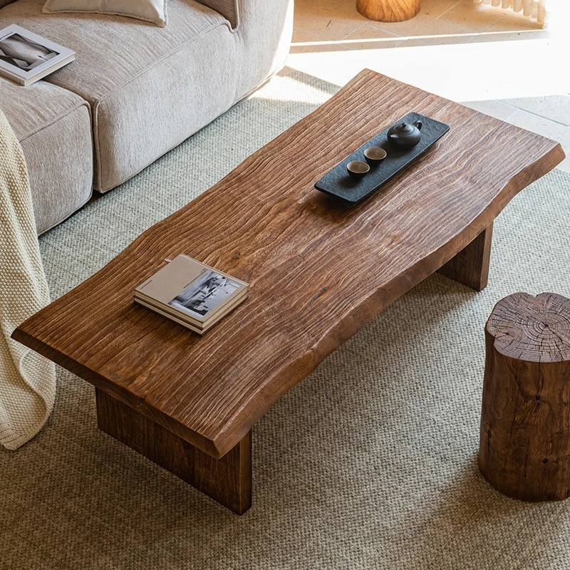 

Retro solid wood coffee table, special-shaped log tea table, living room, old homestay hotel, wabi-sabi style tea house