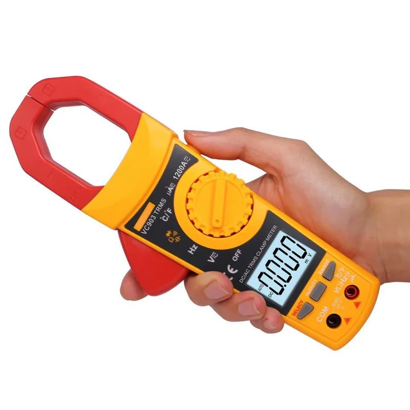 

VC903 6000 отсчетов AC DC цифровые клещи мультиметр с подсветкой дисплей автоматический диапазон тока напряжение омметр тестер
