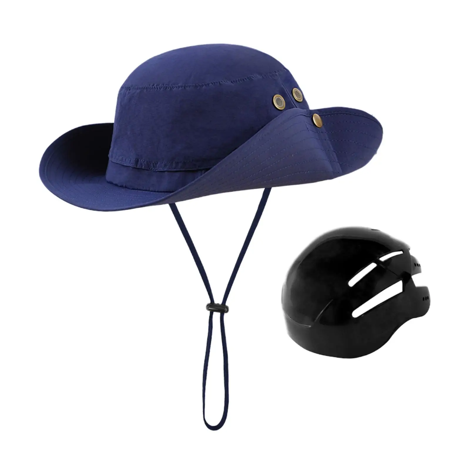 Fisherman Cap with Adjustable Chin Strap Shock Absorbing Lightweight Sun Hat
