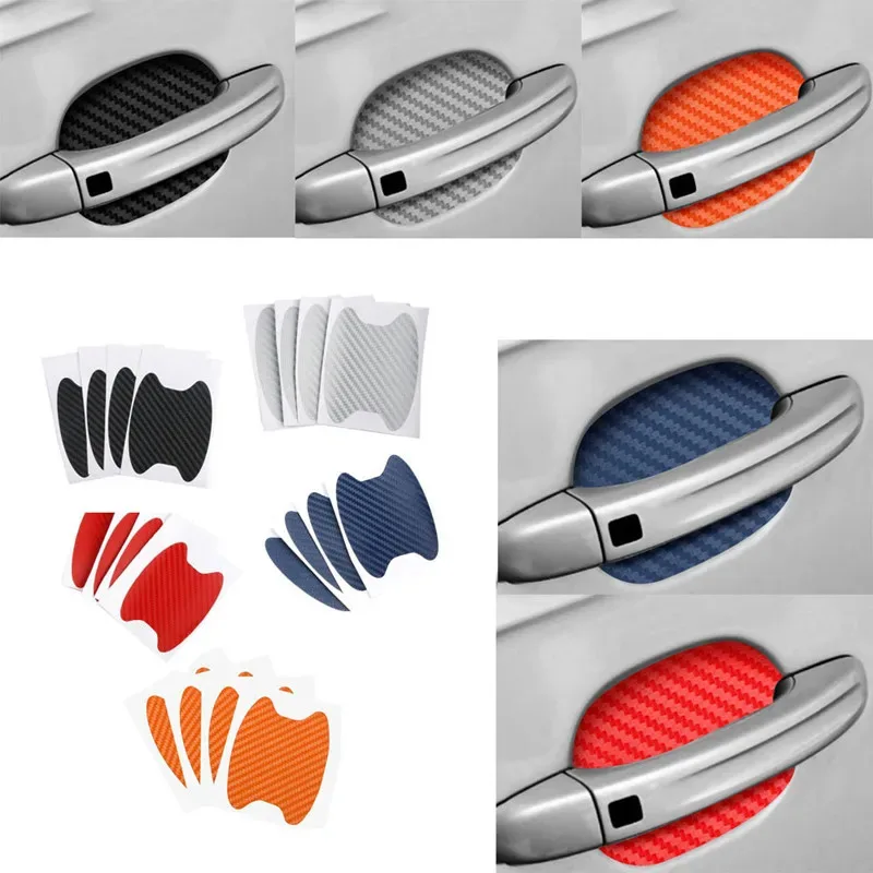 4/8Pcs/Set Car Door Sticker Carbon Fiber Scratches Resistant Cover Auto Handle Protection Film Exterior Styling Car Accessories