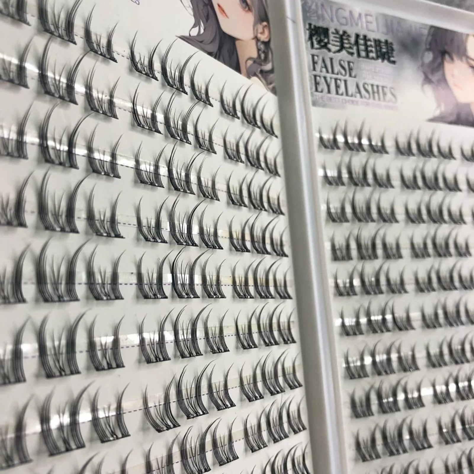 Manga cílios postiços estilo coreano c curl 7-13mm comprimento misto w forma cílios com faixa macia para acessórios de maquiagem diária