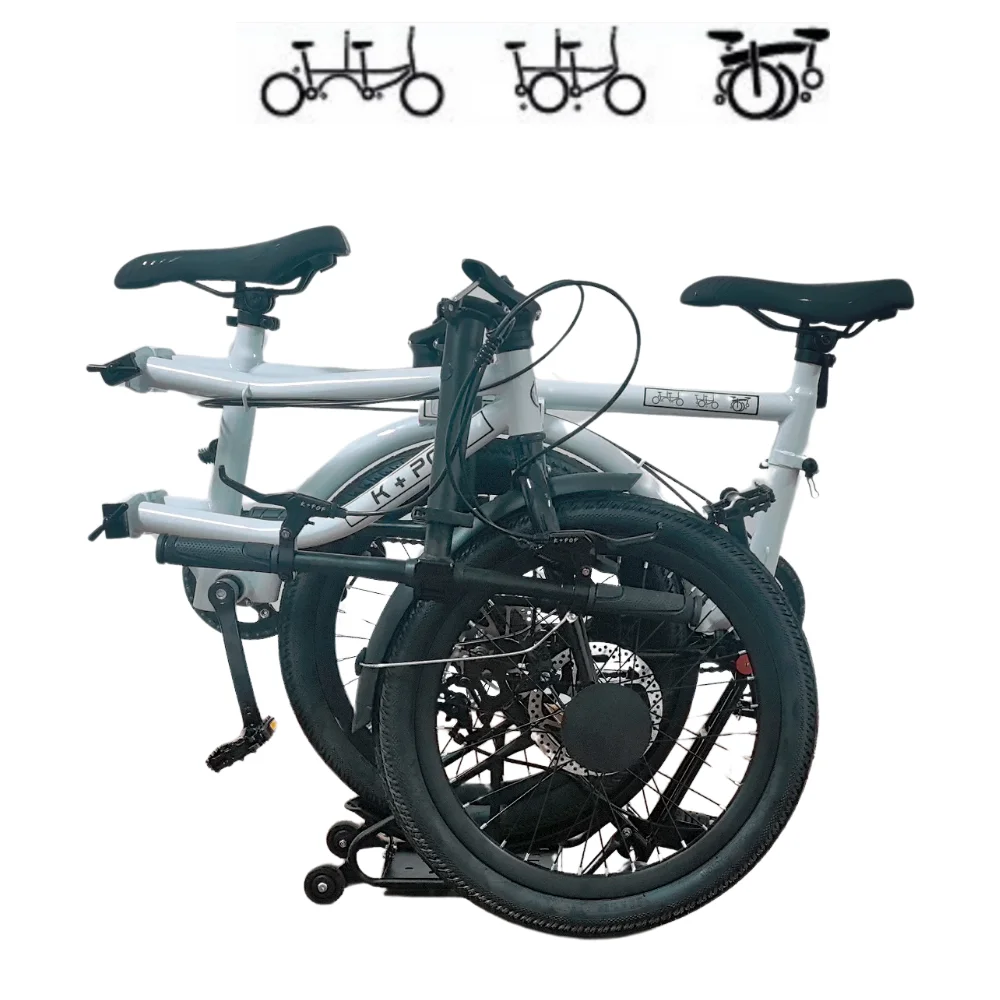 

20Inch Brompton Triple-Fold Tandem Adult Tandem Bicycle comfortably Two people Travel bikes Folding Tandem Bike 7-Speed