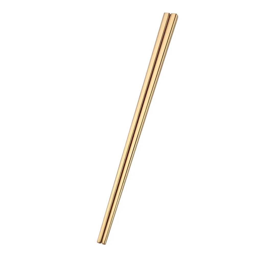Pair Stainless Steel Square Chopsticks Electroplated 23Cm Reusable Metal Chopsticks Dishwasher Safe Rustproof Perfect for Food