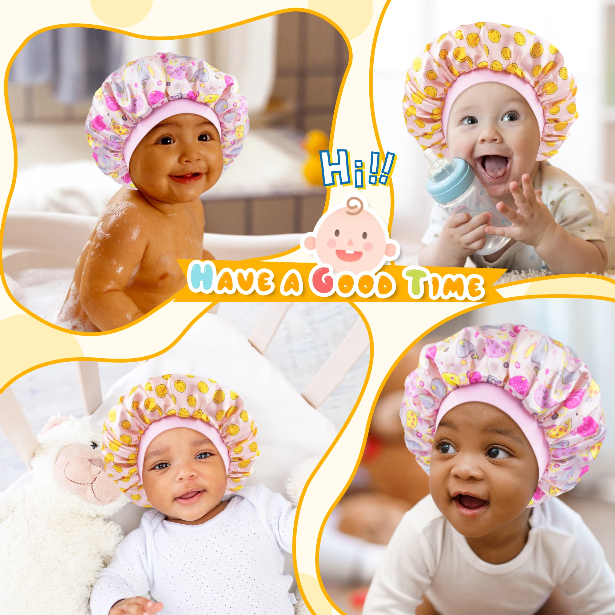 Elastic Queen Bonnet Set para crianças, 2pcs