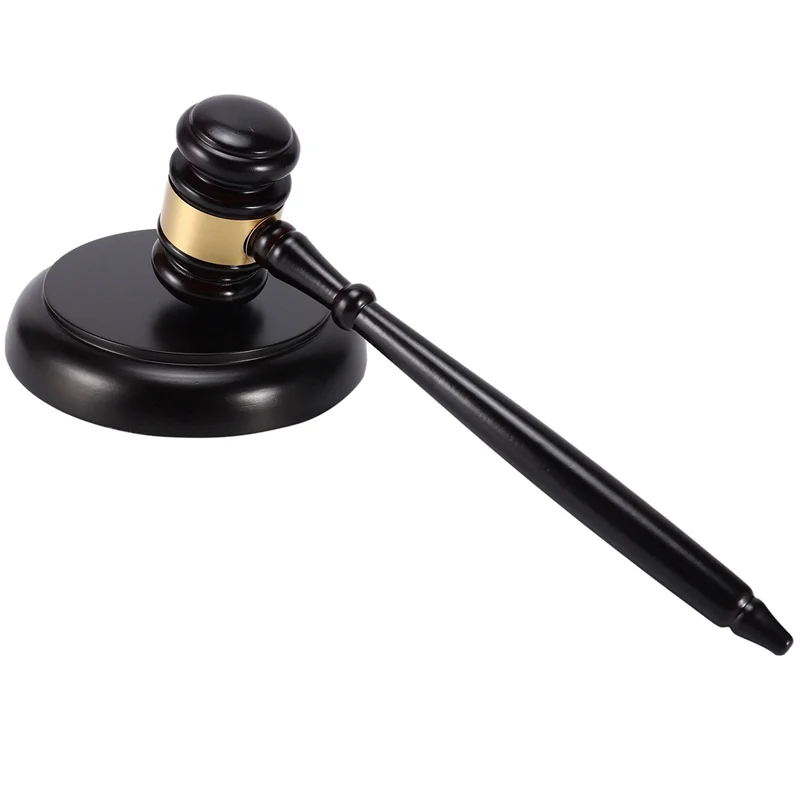 ABNP Martillo de subasta de mazo de juez de madera con bloque de sonido para trabajo hecho a mano de subasta de juez de abogado