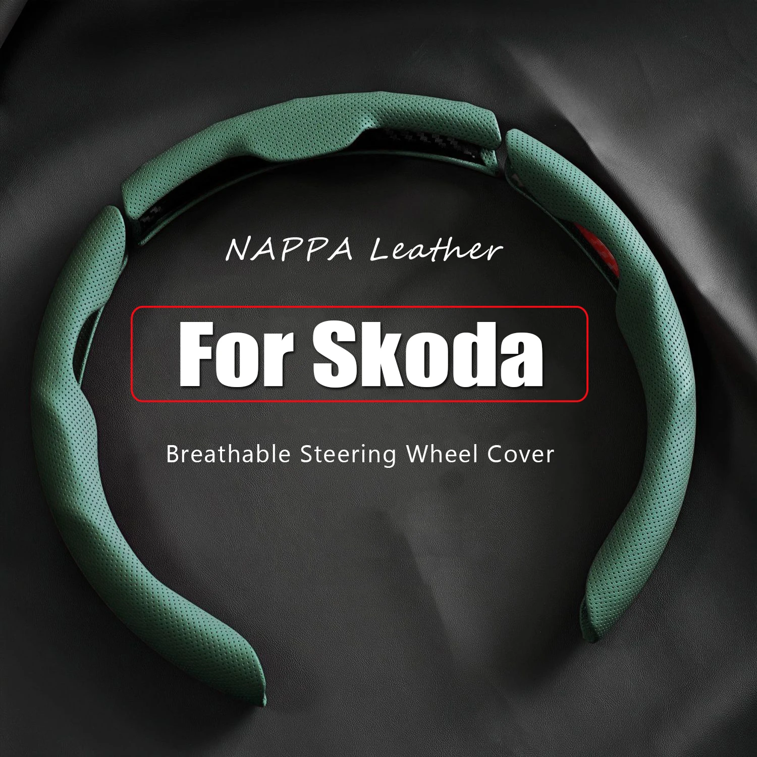 

3 шт. чехлов на руль из кожи Nappa для Skoda Kamiq, Karoq, Kodiaq, Kushaq, Octavia, Superb, противоскользящие, декоративные элементы для автомобиля