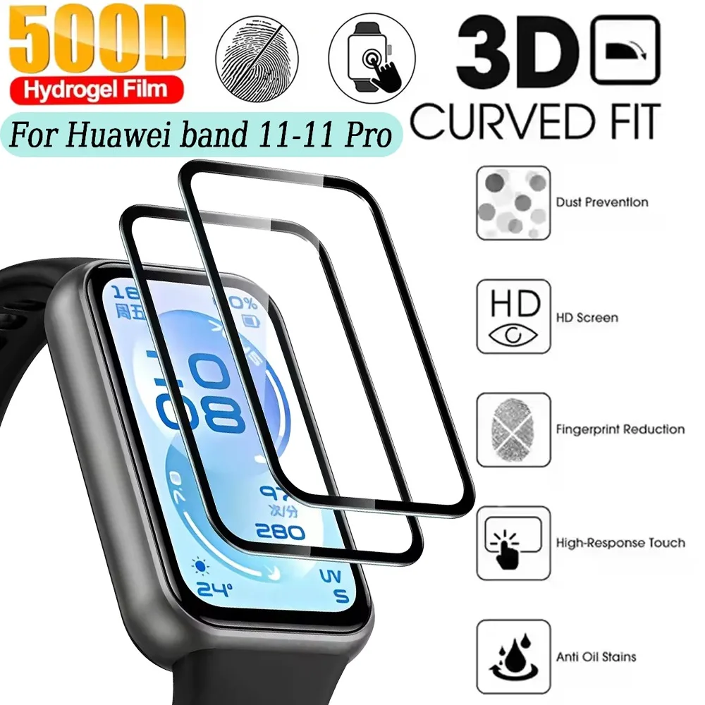 Film for Huawei Band 11/11 Pro Protective Screen Tempered Glass Film Curved HD Clear Anti-Scratch Coverage Huawei Band 11 Film