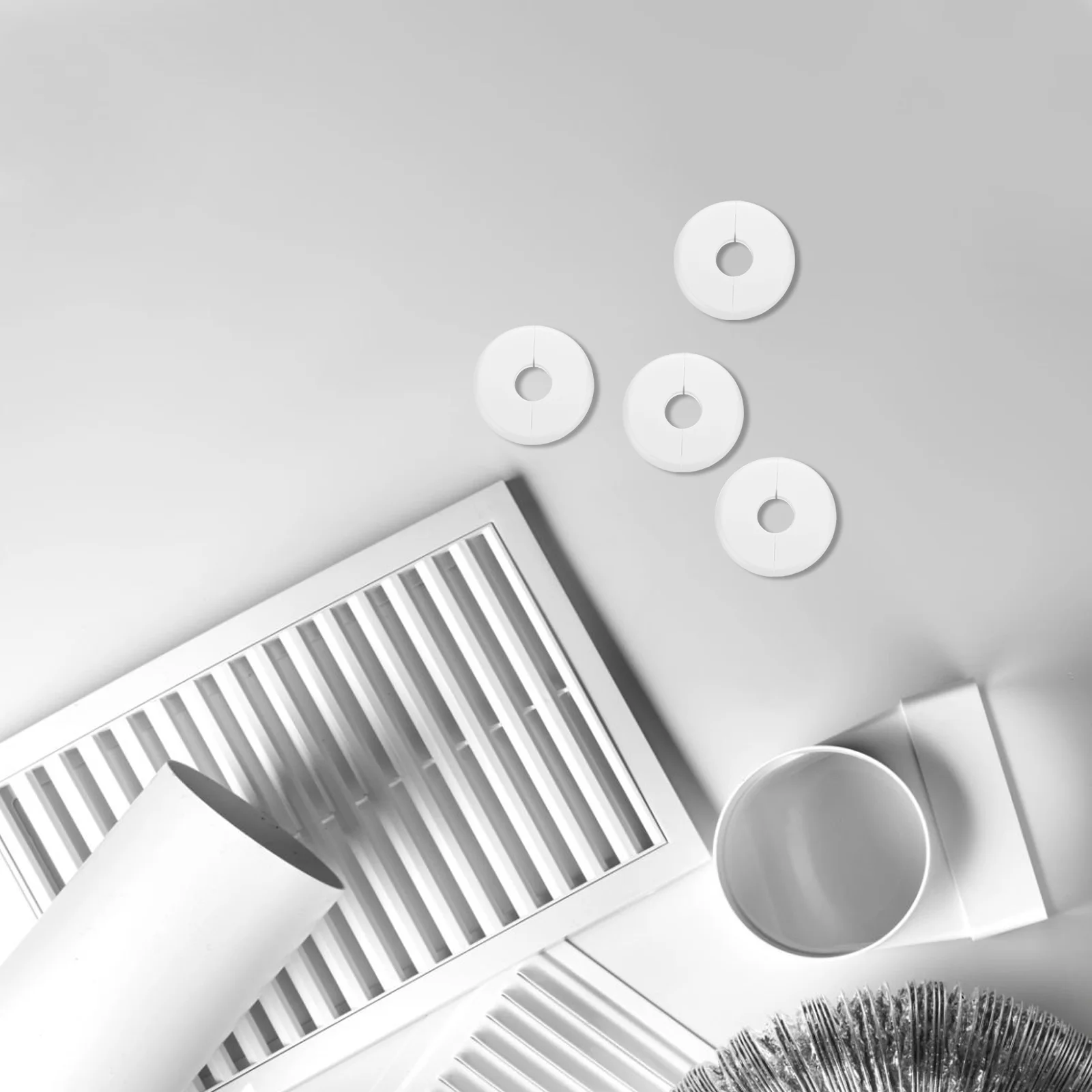 

4pcs Wall Hole Decorative Cover Round Plastic Pipe Cover For Bathroom Kitchen Ac Hole Repair Wall Tube Split Flange