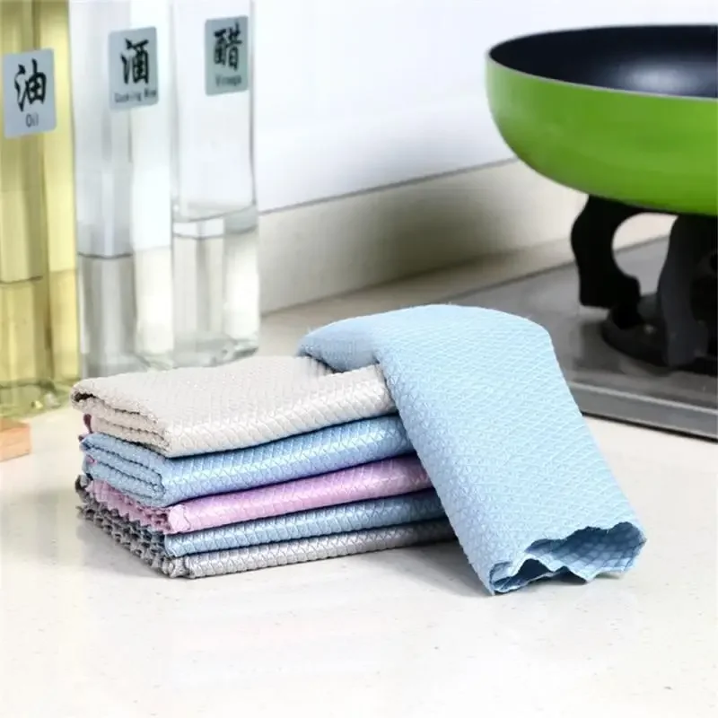 NEW Microfiber Glass Cleaning Cloth Rag Lint-Free For Windows Car Kitchen Mirror No Trace Reusable Fish Scale Rag Polishing