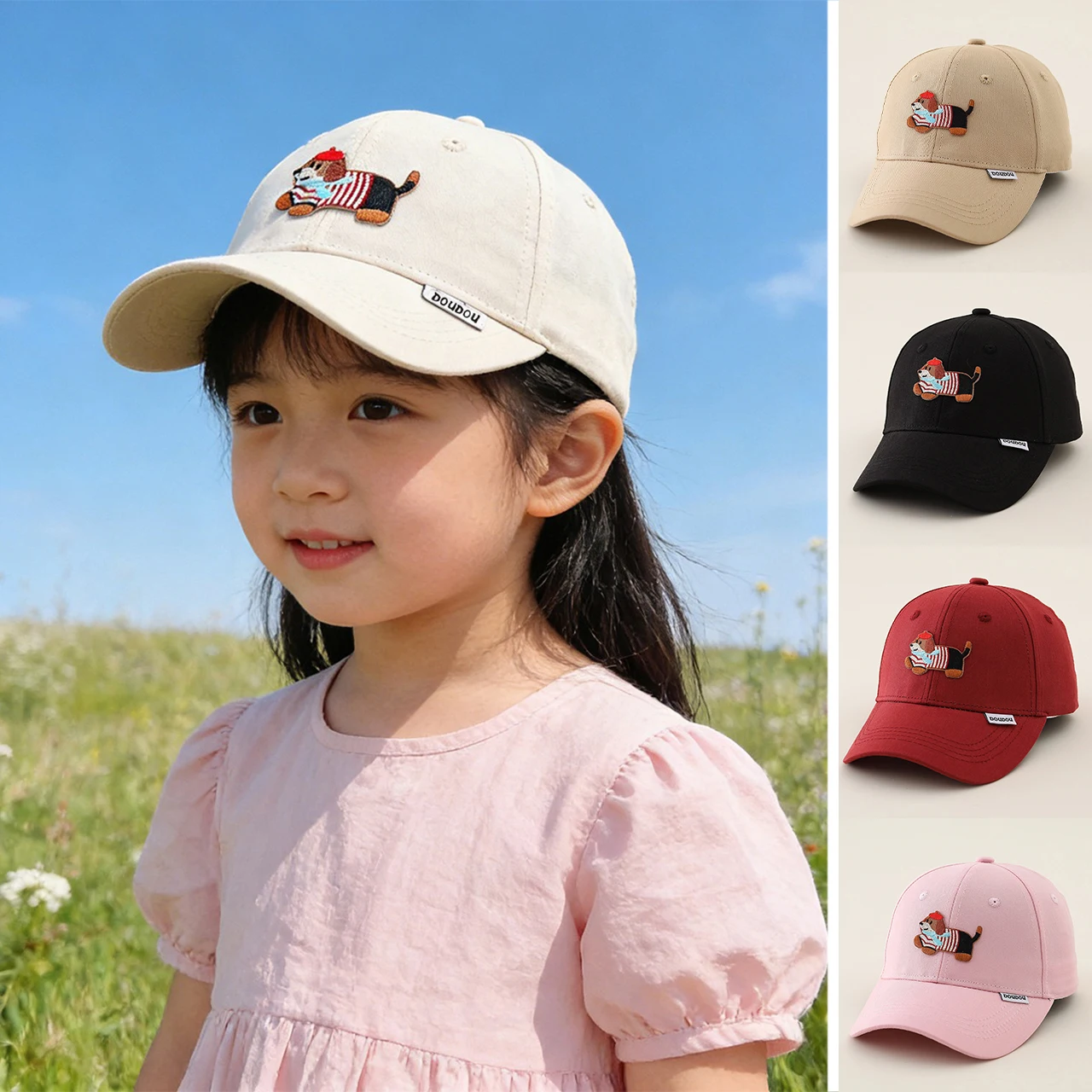 

2-7Year Kids Baseball Cap Cute Puppy Children Duck Tongue Hat Cartoon Baby Peaked Caps Boys Girls Outdoor Sun Protection Hats