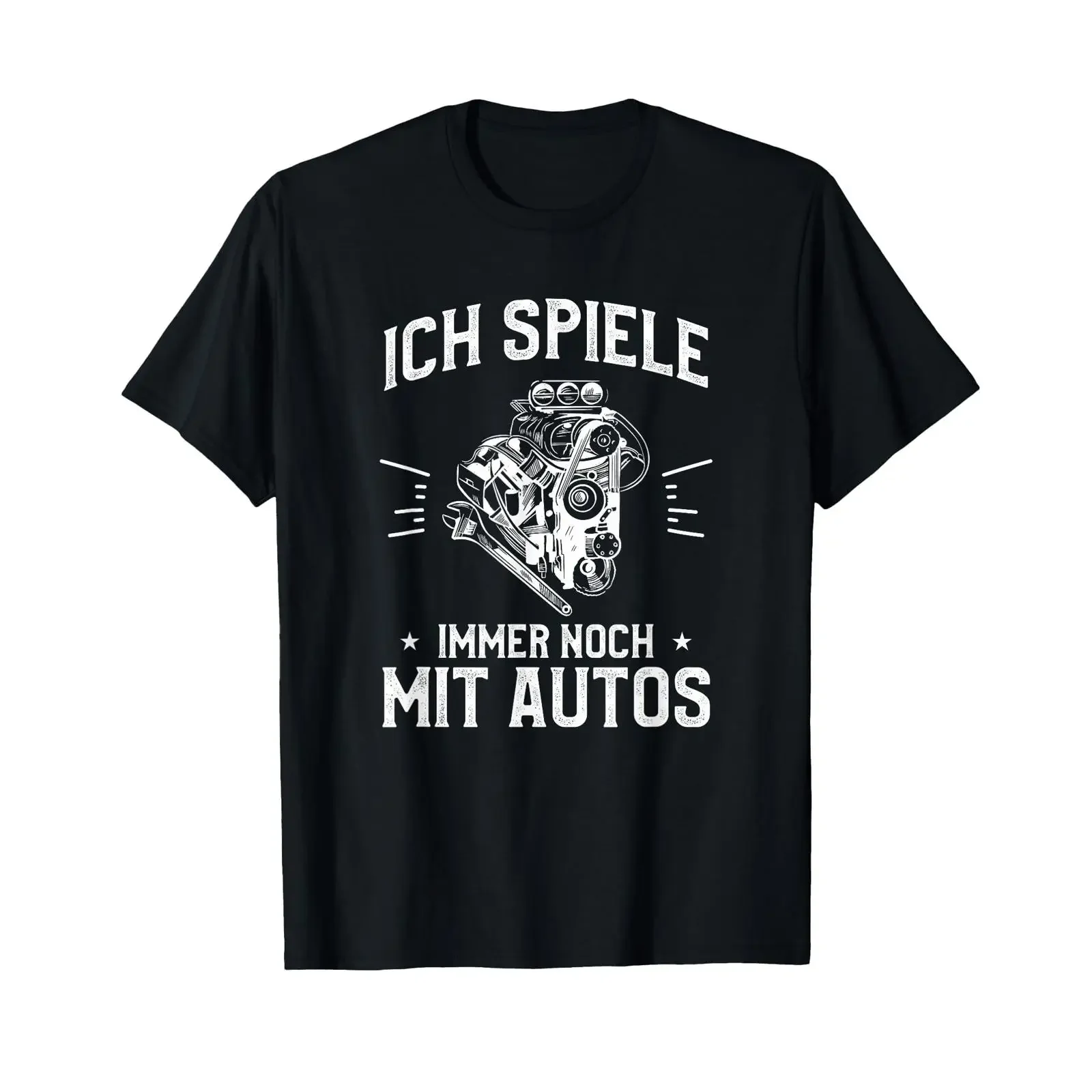 Men's Ich spiel noch mit Autos Car Mechanic T Shirt vintage Washed Stylish Stretched fashion homme Slightly Unisex Breathable