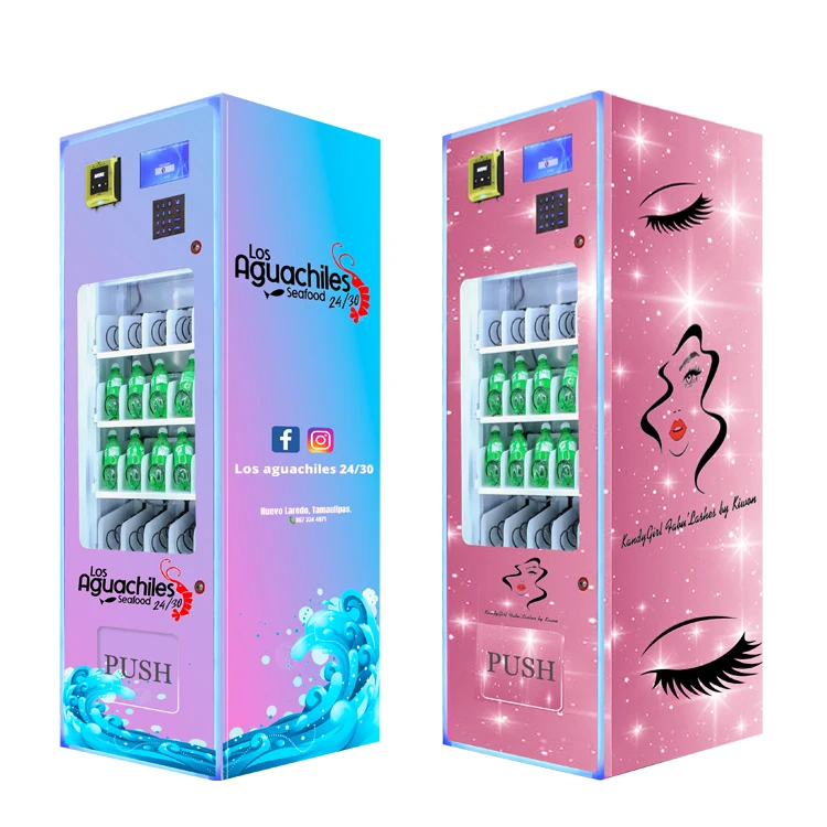 

Популярный торговый автомат для косметики от китайского производителя: автомат самообслуживания для ресниц и париков с розовым логотипом