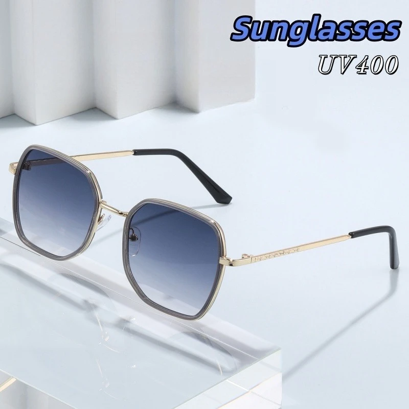 

High-end Polygonal Metal UV-protective Designer Sunglasses Woman 2026 Travel Beach Street Photography Eye Protection Glasses