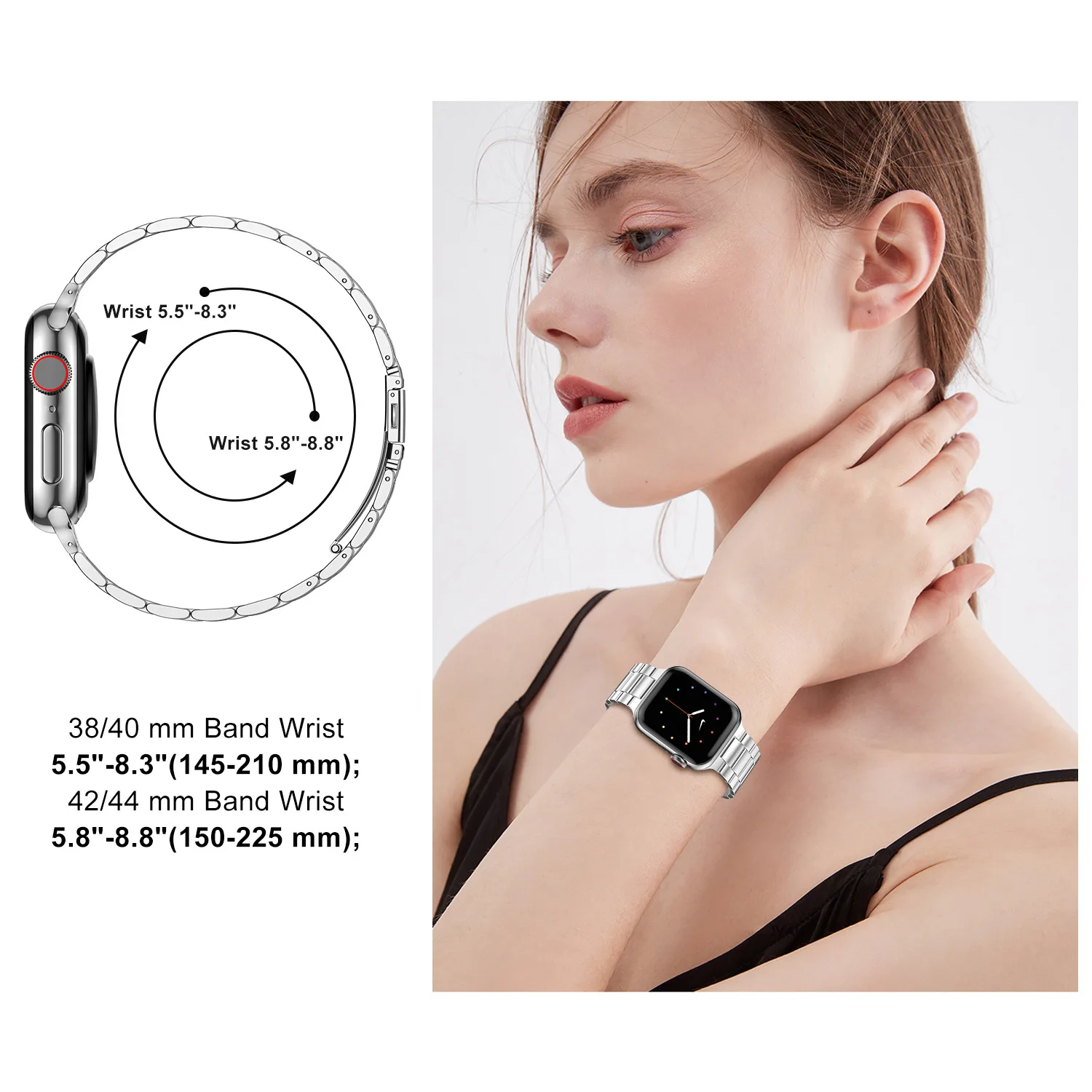 stainless steel strap for apple watch band 38/42mm 41mm 40/44mm 45mm 49mm series 9 8 7 6 SE Ultra 54321 on iwatch metal bracelet