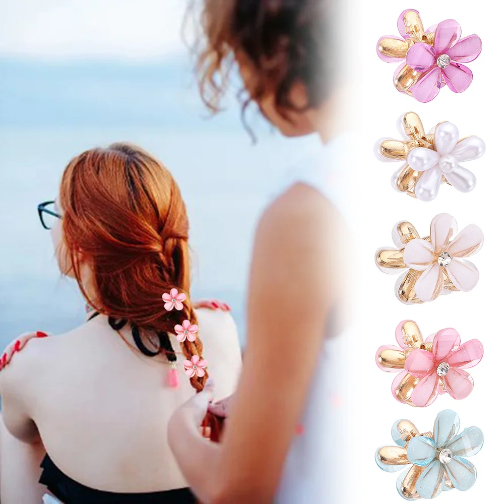 1/6pcs Sparkly Rhinestone ผม Barrettes MINI Pearl Christmas Snowflakes คลิปผม Silver PARTY อุปกรณ์เสริมผม Hairpins