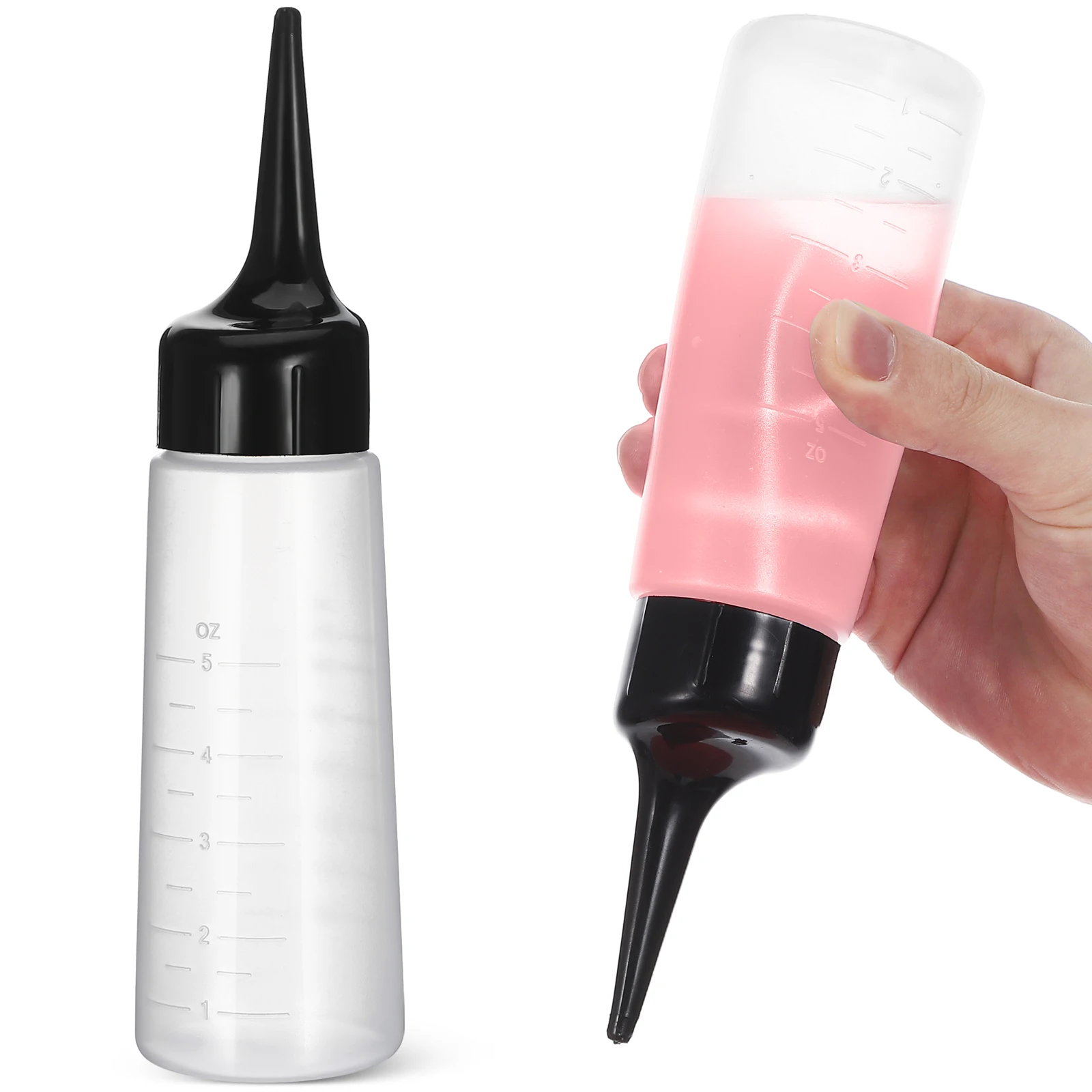 

Hair Applicator with Scale Tip Squeeze Bottle for Dye Shampoo Conditioner Scalp Treatment Salon White