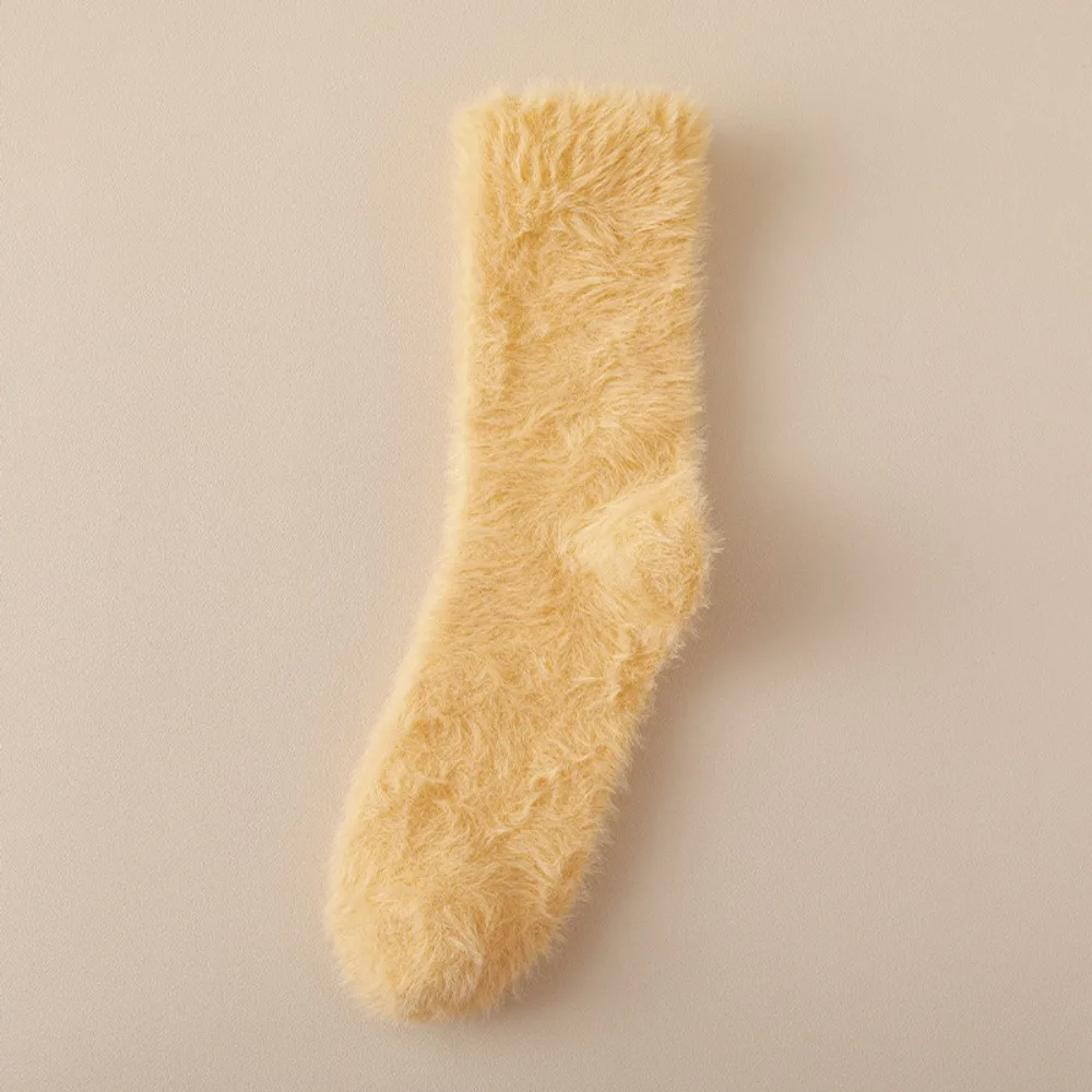 

Мягкие утолщенные зимние носки до середины икры, однотонные женские носки, сохраняющие тепло, короткие чулки-трубочки, осень