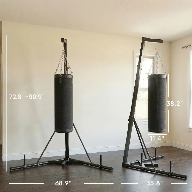 Freestanding Punching Bag Stand with Adjustable Height Heavy Duty Steel Frame Boxing Stand for Home Gym Unfilled Canvas Bag view 3