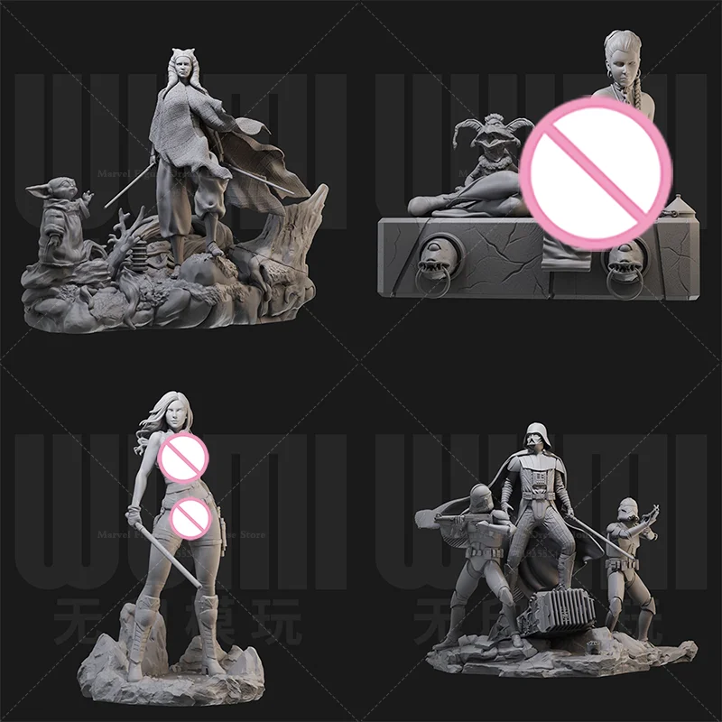 

1/24 1/18 Масштаб Агент Мара Воин Асока Принцесса Лея Шторм Солдат DIY Самособранная GK 3D Смола Ненакированная Кукла Белая Модель