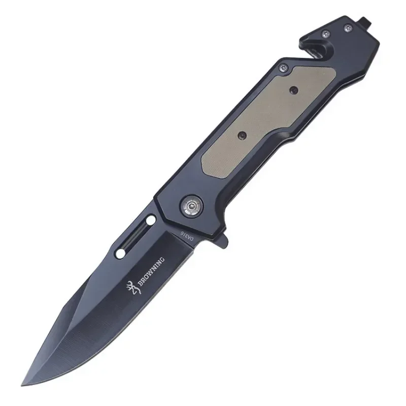 High Hardness Multifunctional Outdoor Folding Knife Blackened Steel G10 Handle Self-defense Pocket Knife Hunting and Fishing