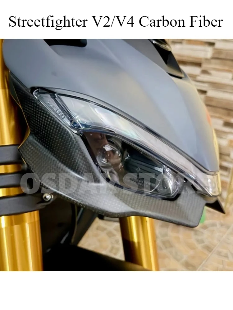 Voor Ducati Streetfighter V4 V4S V2 2020-2024 Koolstofvezel Front Stroomlijnkappen Bovenste Onderste Koplamp Cover Hoofd Kap Cover Cowl caps - afbeelding 2