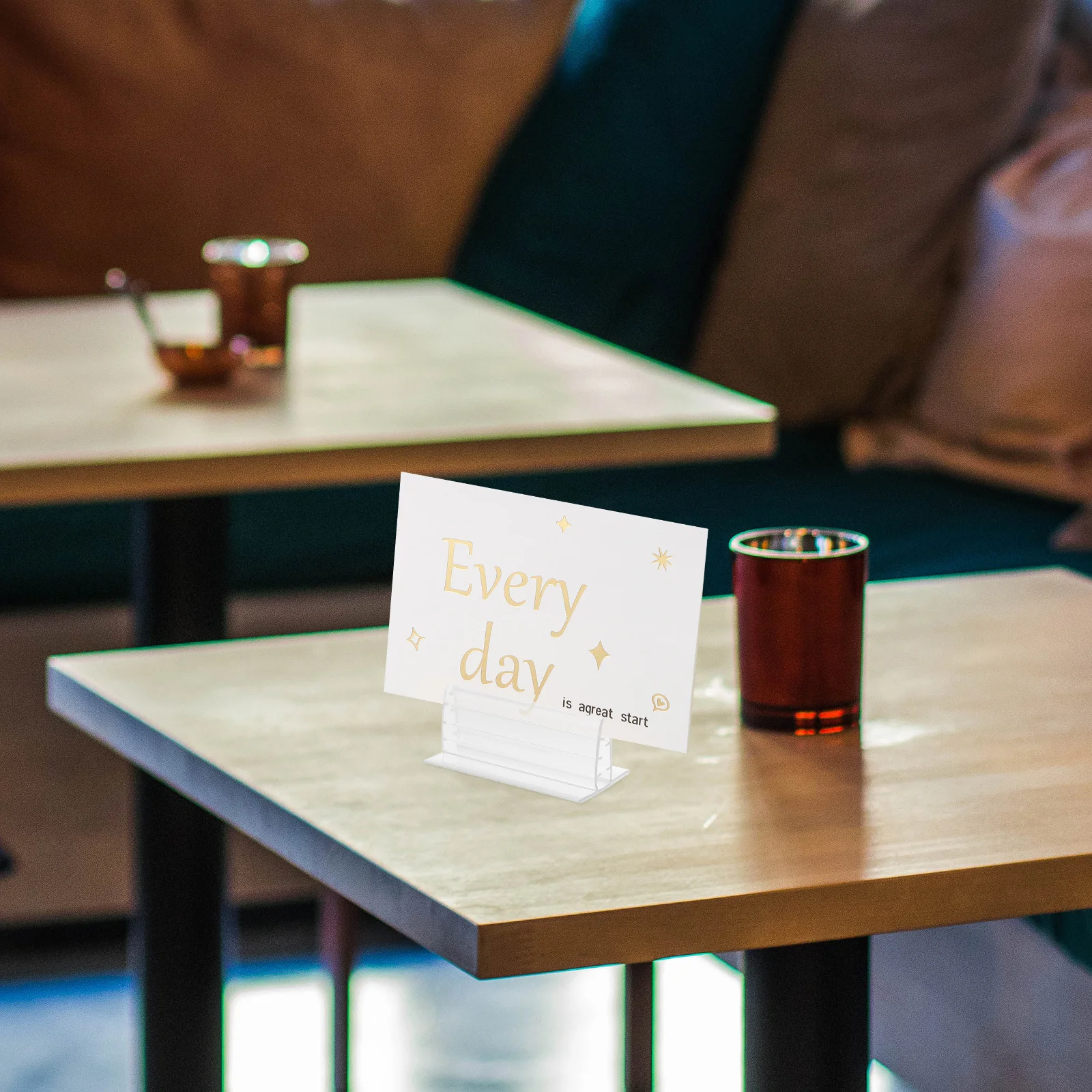 12 Buah Penyangga Panel Mini Transparan Perekat untuk Dekorasi Meja, Nomor Meja, Label Nama, Menu, dan Pelindung Display