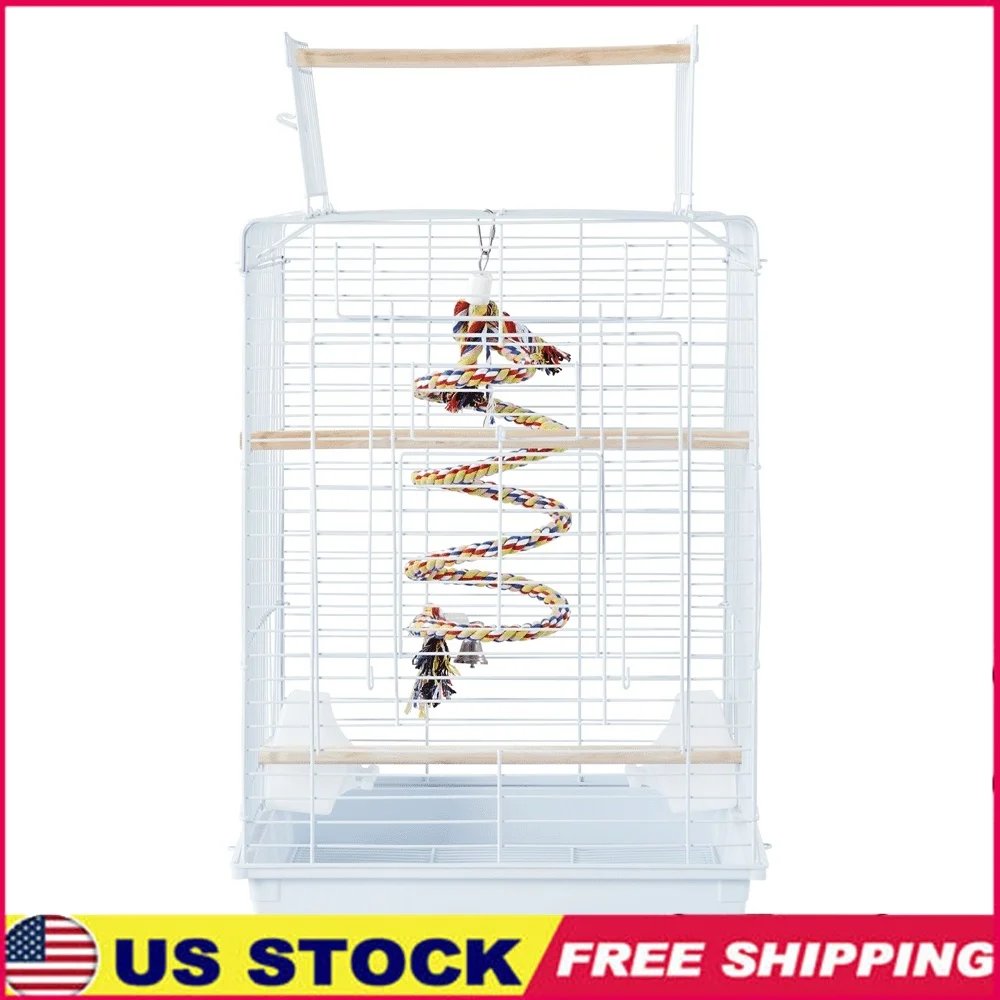 

Portable 23 Inch Small Bird Travel Cage with Open Play Top Easy Clean Tray Lightweight Durable Design Budgies Cockatiels Conures