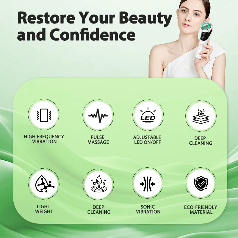 ใหม่ 4 in 1 อุปกรณ์ยกกระชับใบหน้า EMS Microcurrent ฟื้นฟูผิว LED ใบหน้าคอกระชับนวด Face Beauty Care อุปกรณ์