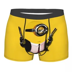 M-Minions Cartoon Gun Pistol Boxer Shorts Para Homme 3D Impresso Cueca Calcinhas Cuecas Respiráveis