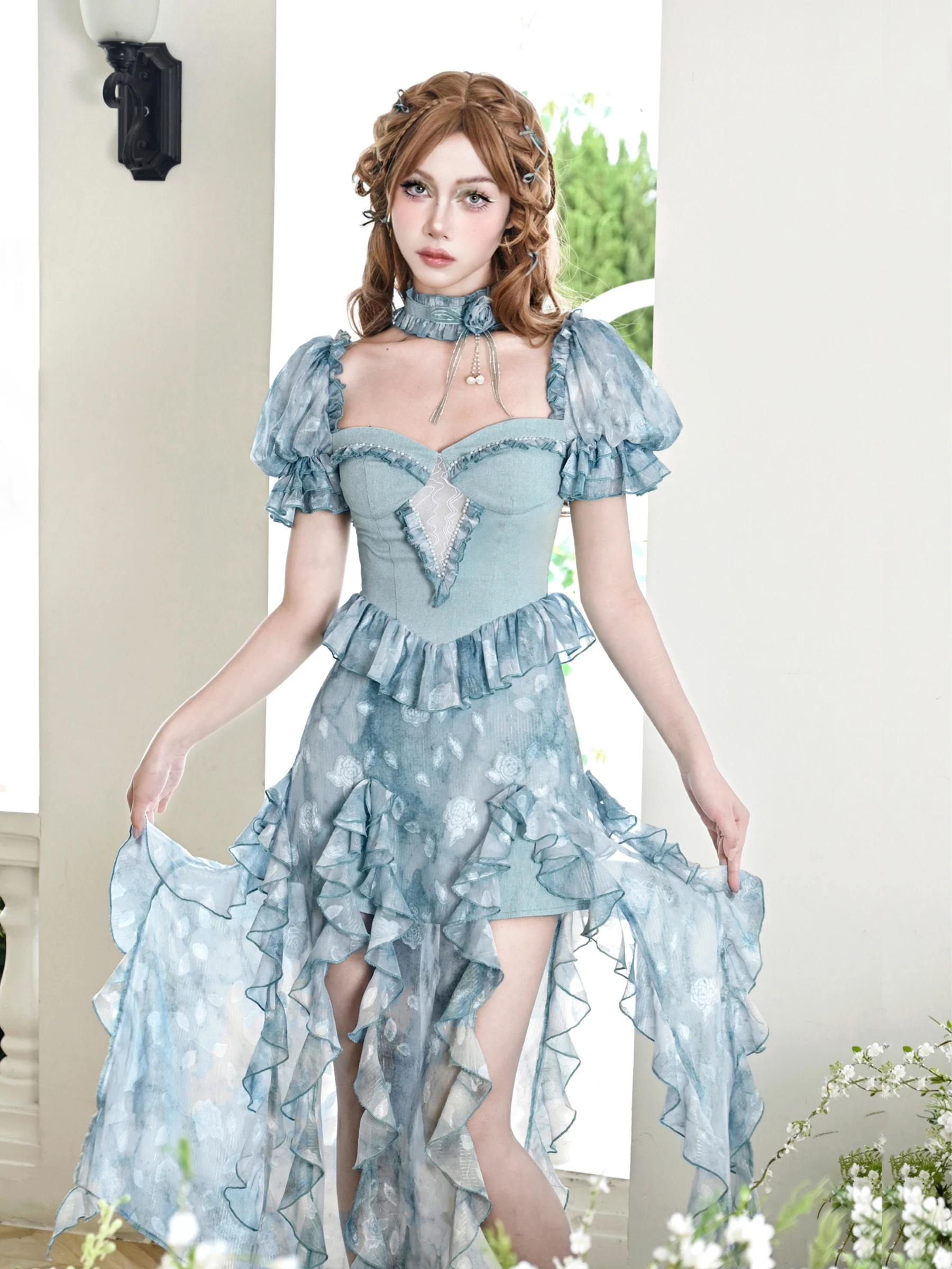 

Girly Tie Dye Lolita Style Sexy High Split Dress for Women