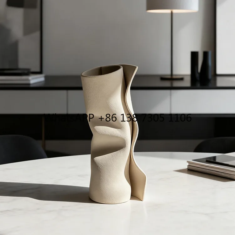 

Medieval style "paper short love long" art special-shaped vase hotel model room living room niche high-end decoration