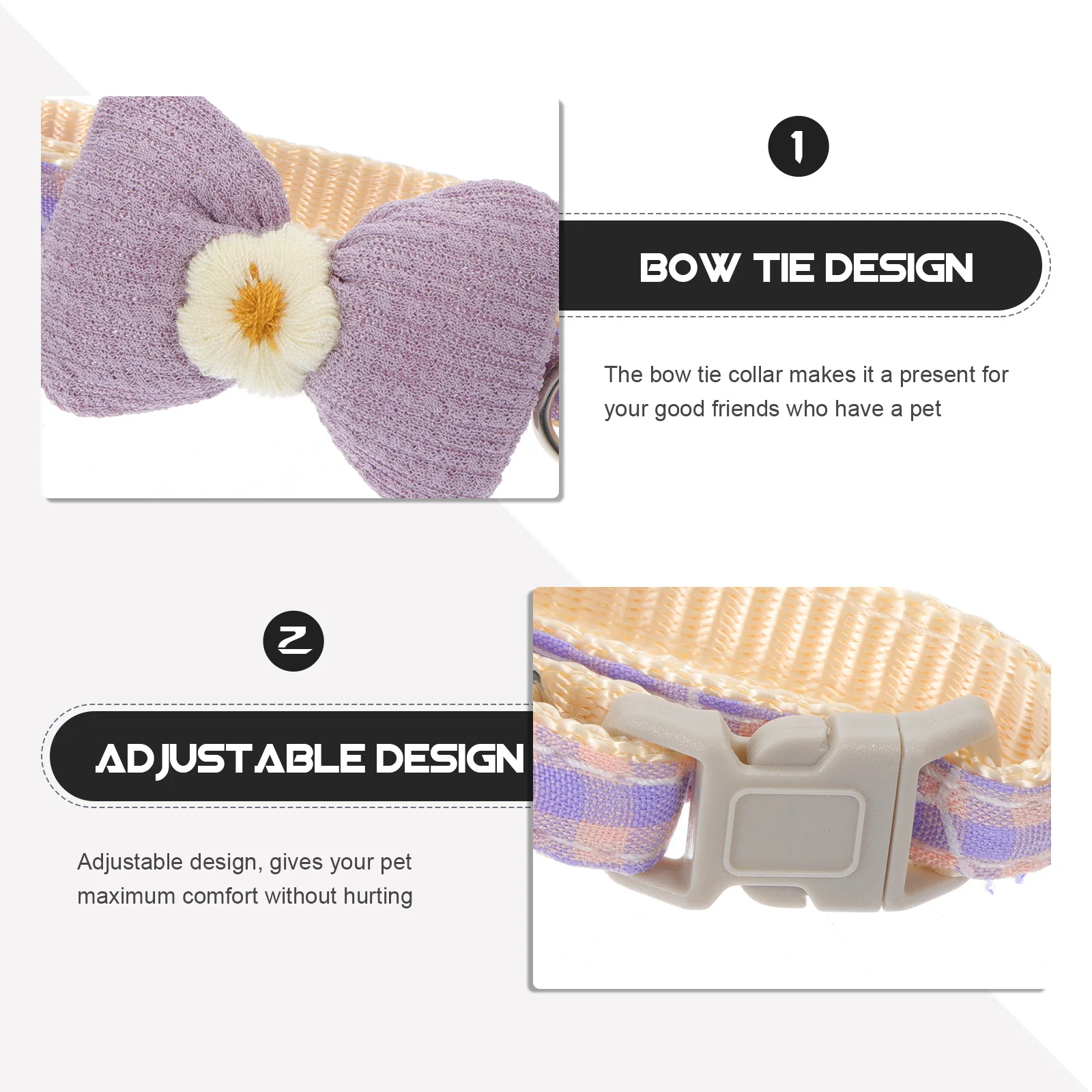 

2pcs Bow Tie Pet For Cats Dogs Adjustable Polyester Decorative Puppy Collar Skin-Friendly Holiday Party Christmas Cat Kitten
