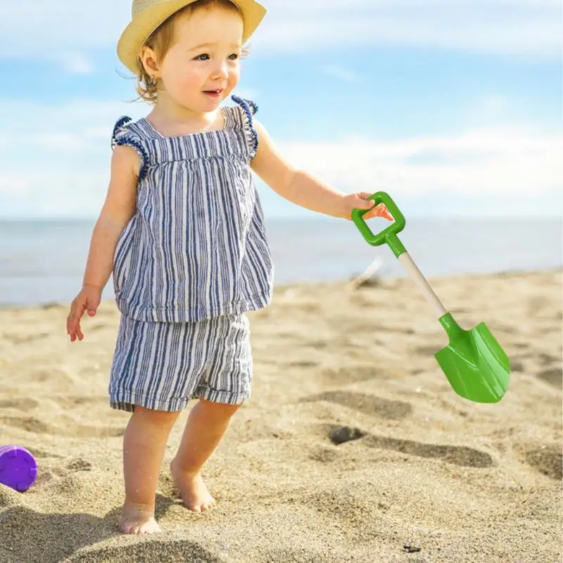 Wood Handle Beach Shovel Snow Scoop Garden Backyard Planting Tools Travel Beach Toy Sturdy Wooden Handle Colorful Children Beach