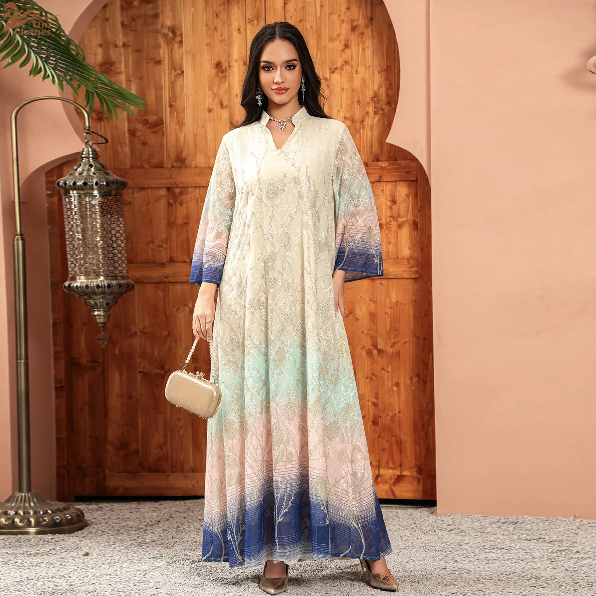 

2026 Ближневосточное мусульманское платье Абая с вышивкой для женщин, арабское женское вечернее платье Джалабия, одежда, ислам, Турция, градиентный халат