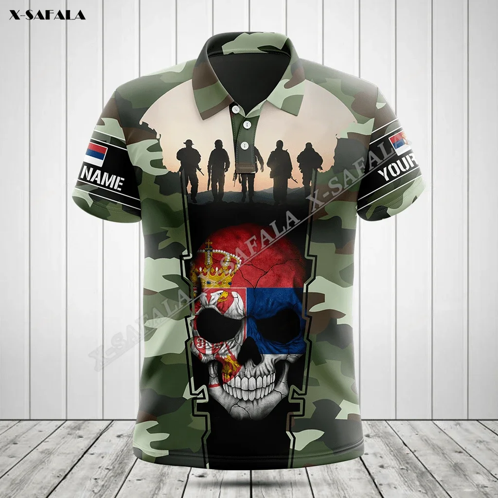 

Camo Army Flag Serbia Skull Veteran 3D Print Cosplay For Men Clothing Polo Shirt T-Shirts Top Short Sleeve Tee Breathable