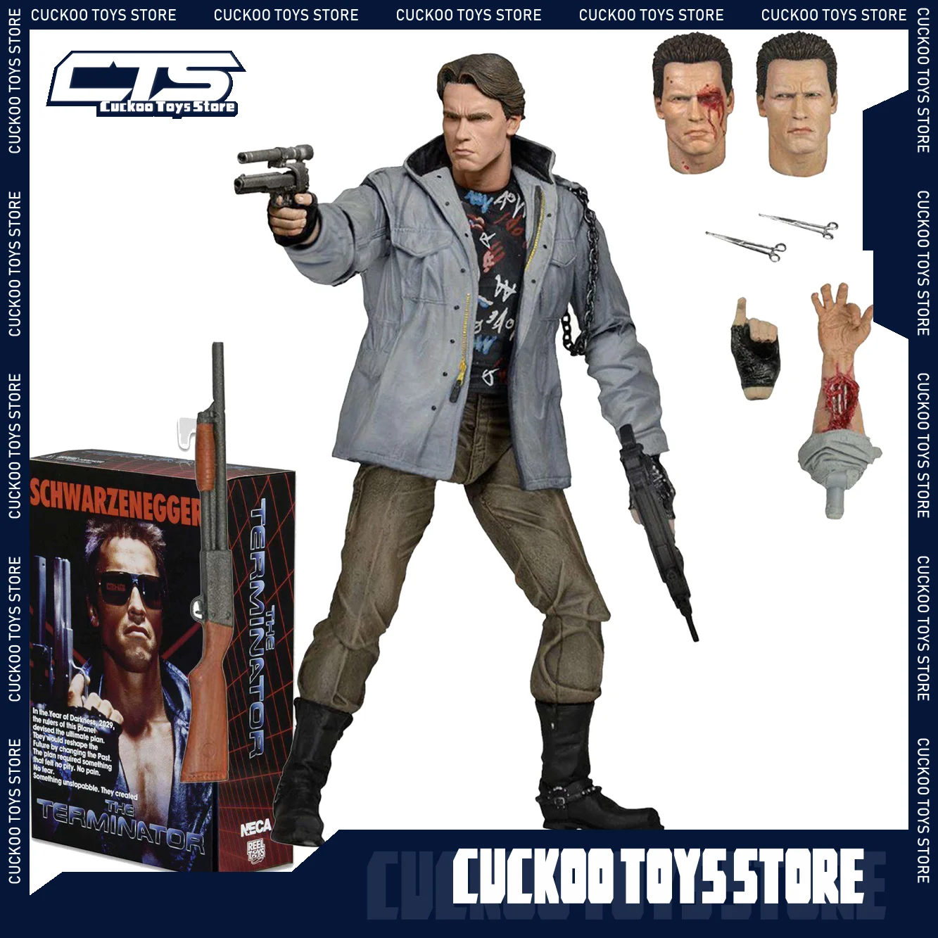 

In Stock Neca Terminator 7” Scale Action Figure-Ultimate Tech Noir T-800 Schwarzenegger Model Doll Gift Neca 100% Original Toys